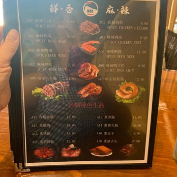 Spicy Girl - Back page of the menu that features duck parts and Chinese only menu items - Chinese Near Me - Orlando, Florida