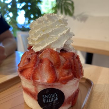Snowy Village - Strawberry Bingsoo (single size) - Shaved Ice Near Me - Bellevue, Washington Snowy Village - Strawberry Bingsoo (single size) - Shaved Ice Near Me - Bellevue, Washington