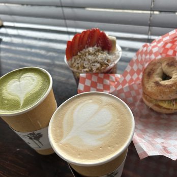 Islands Cafe - two cups of coffee and a sandwich - Coffee & Tea Near Me - White Rock, British Columbia