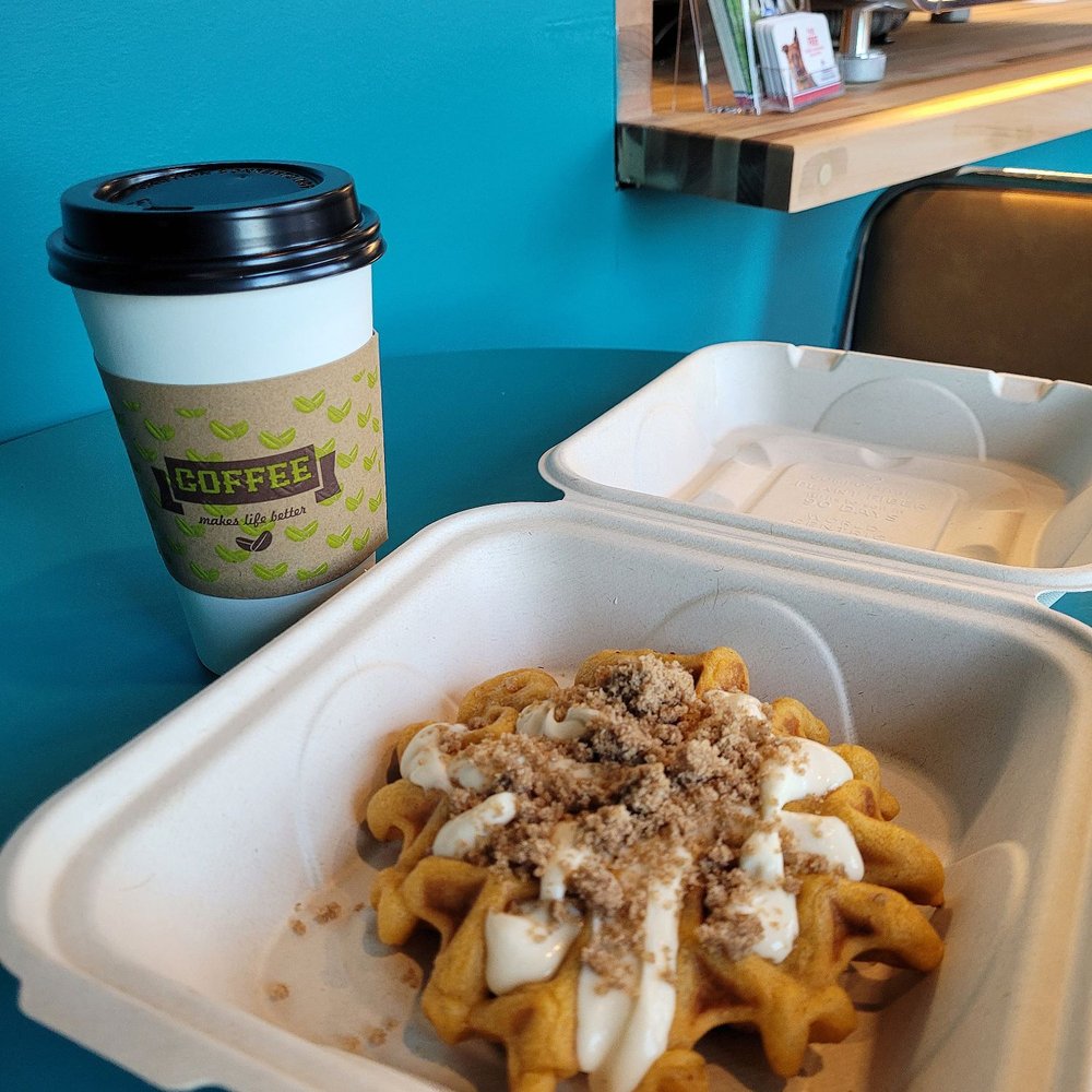 Druthers Sutter Park - Druthers House Coffee (chicory syrup + cream) plus coffee cake waffles - Coffee & Tea Near Me - Sacramento, California Druthers Sutter Park - Druthers House Coffee (chicory syrup + cream) plus coffee cake waffles - Coffee & Tea Near Me - Sacramento, California