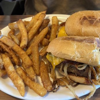The Getaway Cafe - meatloaf with fries, the toasted onions so good - American Near Me - Meyers, California The Getaway Cafe - meatloaf with fries, the toasted onions so good - American Near Me - Meyers, California