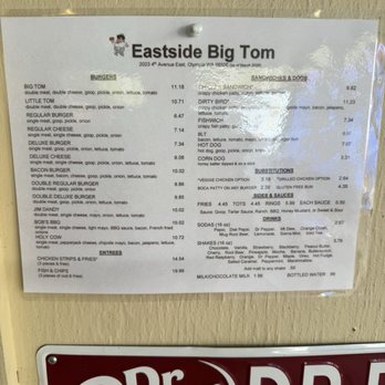 Eastside Big Tom - Menu - Burgers Near Me - Olympia, Washington