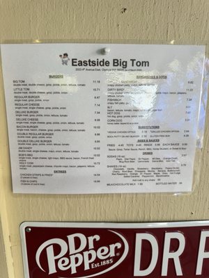 Menu photo 1 Eastside Big Tom Olympia, WA