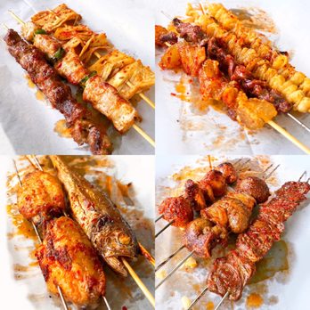 TLT & Grill - Shaokao: Beef, tendons, back strap, pork belly, chicken skin, croacker, wings, kidney, gizzard, and hearts | $1.99-$3.50 each - Barbeque Near Me - Cupertino, California TLT & Grill - Shaokao: Beef, tendons, back strap, pork belly, chicken skin, croacker, wings, kidney, gizzard, and hearts | $1.99-$3.50 each - Barbeque Near Me - Cupertino, California
