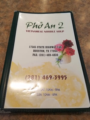 Menu photo 8 Pho An 2 Houston, TX