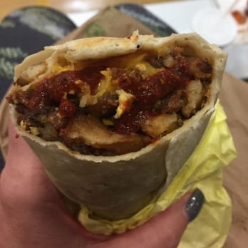 Riva's Taco Shop - Half Bacon/Half Chorizo breakfast burrito - Mexican Near Me - Corvallis, Oregon Riva's Taco Shop - Half Bacon/Half Chorizo breakfast burrito - Mexican Near Me - Corvallis, Oregon