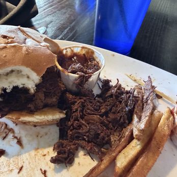 Elevated Q - More of the same, grossly overdone pork sandwich at ElevateQ, in the Orchard. - Barbeque Near Me - Westminster, Colorado
