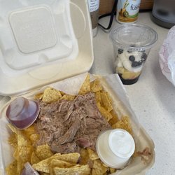 Barbecue Babes - Nachos and blueberry parfait