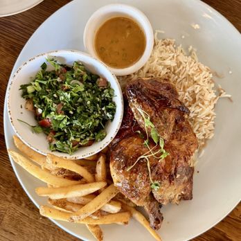 Ammatoli - Spicy Garlic Lemon Chicken Plate w/ French Fries & Tabbouleh - Mediterranean Near Me - Long Beach, California