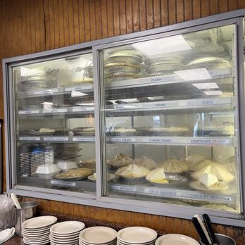Blue Bonnet Cafe - Pie case - Desserts Near Me - Marble Falls, Texas