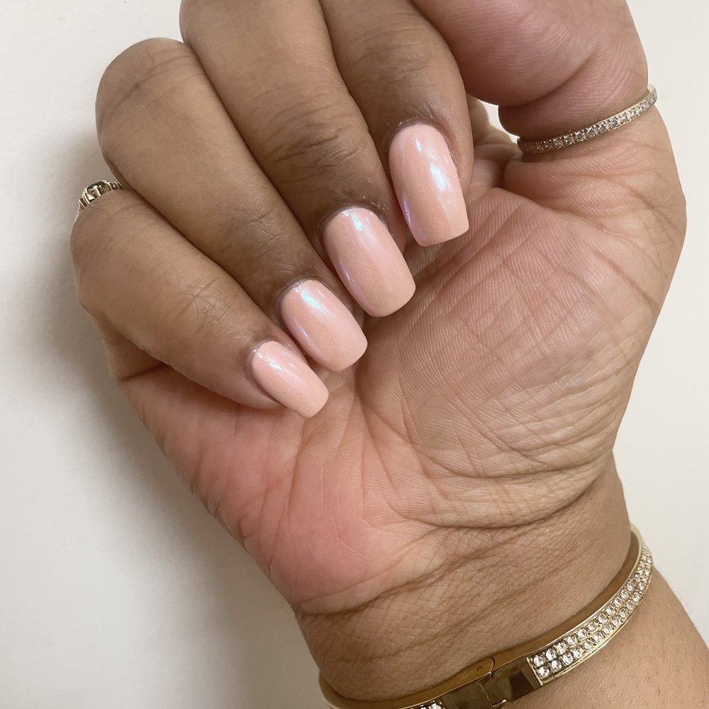 Kenny's Nail Center - Acrylic over natural nails, Gel Polish: Dolce Pink w/monochrome - Nail Salons Near Me - Pittsburgh, Pennsylvania Kenny's Nail Center - Acrylic over natural nails, Gel Polish: Dolce Pink w/monochrome - Nail Salons Near Me - Pittsburgh, Pennsylvania