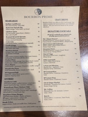 Menu photo 5 Bourbon Prime Morgantown, WV