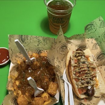 Dat Dog - Crawfish Étouffée & chili tater tots - Hot Dogs Near Me - New Orleans, Louisiana Dat Dog - Crawfish Étouffée & chili tater tots - Hot Dogs Near Me - New Orleans, Louisiana