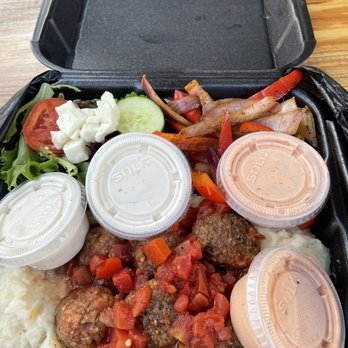 Zunzi's - "Meatballs" with mashed potatoes, side salad, side of veggies with zunzis dressing and sauce - Sandwiches Near Me - Savannah, Georgia Zunzi's - "Meatballs" with mashed potatoes, side salad, side of veggies with zunzis dressing and sauce - Sandwiches Near Me - Savannah, Georgia