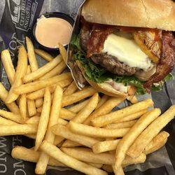 Bam Burger - Hawaiian Burger with Fries.