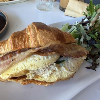 Baguette Cafe - CROISSANT OMELET with bacon and mushrooms added - Bakeries Near Me - Las Vegas, Nevada Baguette Cafe - CROISSANT OMELET with bacon and mushrooms added - Bakeries Near Me - Las Vegas, Nevada