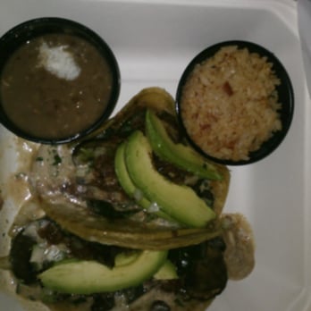 Rubio's Coastal Grill - Grilled Gourmet Portobello & Poblano (no bacon) Tacos with Rice & Beans to go. - Mexican Near Me - Phoenix, Arizona Rubio's Coastal Grill - Grilled Gourmet Portobello & Poblano (no bacon) Tacos with Rice & Beans to go. - Mexican Near Me - Phoenix, Arizona