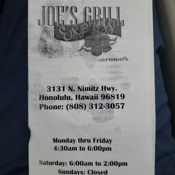 Joe's Grill Express - Menu cover - American Near Me - Honolulu, Hawaii Joe's Grill Express - Menu cover - American Near Me - Honolulu, Hawaii
