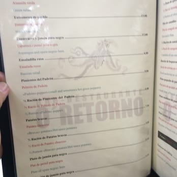 O Retorno - Menu January,2016 - Spanish Near Me - Barcelona, B O Retorno - Menu January,2016 - Spanish Near Me - Barcelona, B