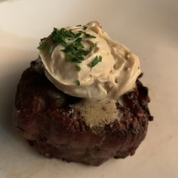 Filet 8oz. Very good flavor. Served with an herb butter and garlic