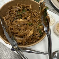 Thai Room - Pad Thai prepared with soya sauce.