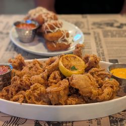Jimmy's Famous Seafood - Calamari (front) and Mozzarella Dippers (back)