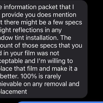 Deluxe Detail & Window Tint - Owner telling me I should expect specs in the window, which I have 0, after taking it elsewhere. - Auto Detailing Near Me - Mesa, Arizona