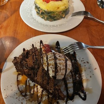 Fins Bistro - Pineapple Creme brûlée & chocolate ganache torte - Seafood Near Me - Issaquah, Washington