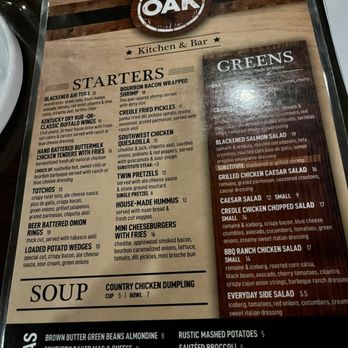 OAK at The Glen - The first half Of the menu - Bars Near Me - Glenview, Illinois OAK at The Glen - The first half Of the menu - Bars Near Me - Glenview, Illinois