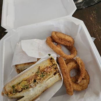 Beach Cafe - Lobster melt with onion rings - Burgers Near Me - Las Vegas, Nevada Beach Cafe - Lobster melt with onion rings - Burgers Near Me - Las Vegas, Nevada