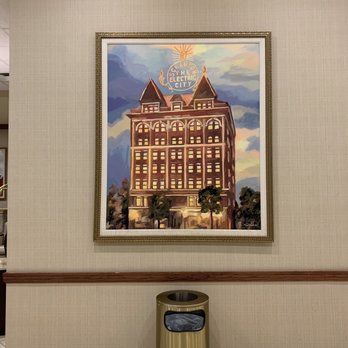Hilton Scranton & Conference Center - Lobby artwork of the famous sign on the electric building in Scranton, super close to the hotel! - Hotels Near Me - Scranton, Pennsylvania Hilton Scranton & Conference Center - Lobby artwork of the famous sign on the electric building in Scranton, super close to the hotel! - Hotels Near Me - Scranton, Pennsylvania