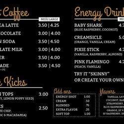 "Not Coffee" Menu