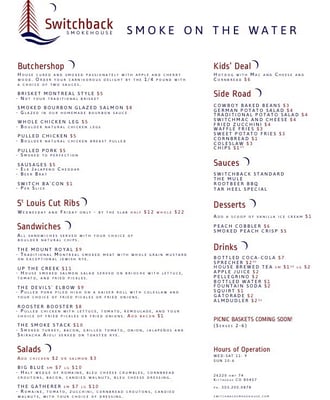 Menu photo 6 Switchback Smokehouse Kittredge, CO Menu photo 6 Switchback Smokehouse Kittredge, CO