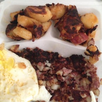Village Cafe - Nice burnt hash and home fries, too bad they are both not cooked on the inside!!! Gross! - Breakfast & Brunch Near Me - Newton, Massachusetts
