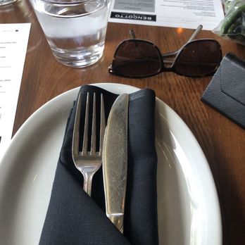 Bencotto Italian Kitchen - Black napkins and water - Italian Near Me - San Diego, California Bencotto Italian Kitchen - Black napkins and water - Italian Near Me - San Diego, California