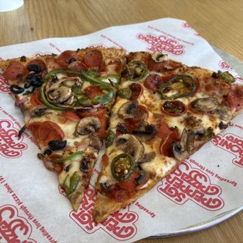 Sgt. Pepperoni's Pizza Store - The Works (left) and the Bronx Bomber (right) - Pizza Near Me - Irvine, California