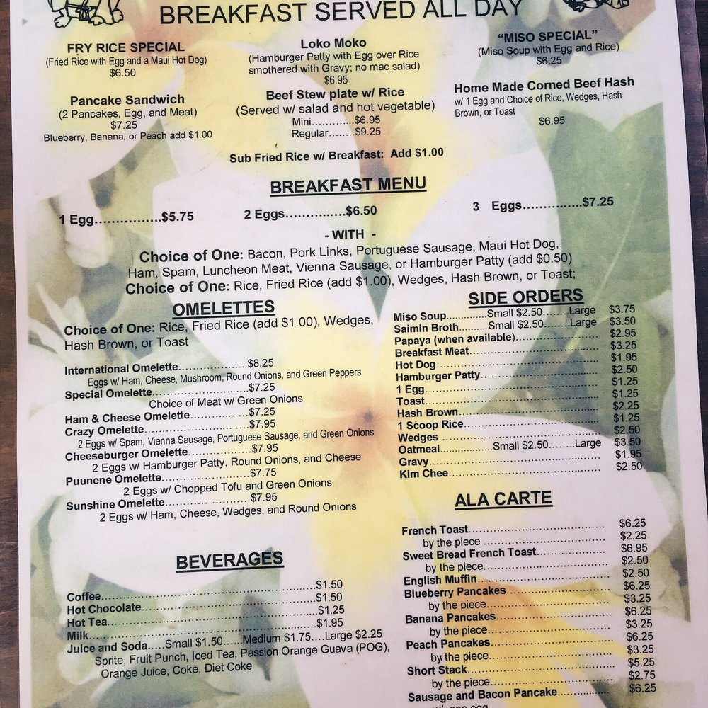 Jack's Inn - Menu Page 2 - Breakfast & Brunch Near Me - Kahului, Hawaii Jack's Inn - Menu Page 2 - Breakfast & Brunch Near Me - Kahului, Hawaii