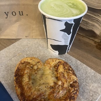 Birch Coffee - Chili Cheese palmier Matcha Latte w/ orange cream - Coffee & Tea Near Me - New York, New York Birch Coffee - Chili Cheese palmier Matcha Latte w/ orange cream - Coffee & Tea Near Me - New York, New York