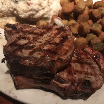 Charleston's - Pork chop, mashed potatoes and fried okra - American Near Me - Mesa, Arizona