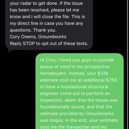 Groundworks response to me Groundworks response to me