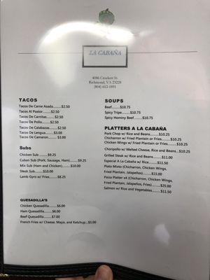 Menu photo 6 La Cabana Richmond, VA