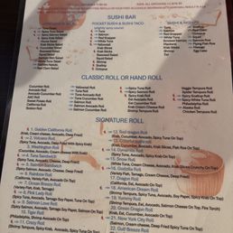 AYCE menu.