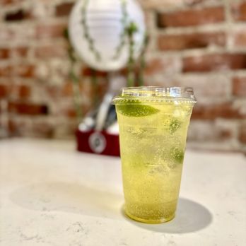 Lune Cafe - Mango glow with sparkling water - Desserts Near Me - Seattle, Washington Lune Cafe - Mango glow with sparkling water - Desserts Near Me - Seattle, Washington