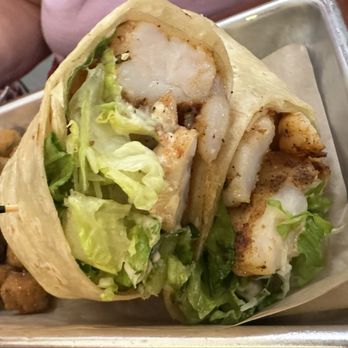 Pirate's Bar and Grill - Blackened shrimp Caesar salad wrap - American Near Me - Dauphin Island, Alabama Pirate's Bar and Grill - Blackened shrimp Caesar salad wrap - American Near Me - Dauphin Island, Alabama
