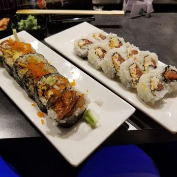 Sushi Time - Spider and some other one with spicy tuna & habanero sauce. Very spicy but great flavor. - Sushi Bars Near Me - Idaho Falls, Idaho Sushi Time - Spider and some other one with spicy tuna & habanero sauce. Very spicy but great flavor. - Sushi Bars Near Me - Idaho Falls, Idaho