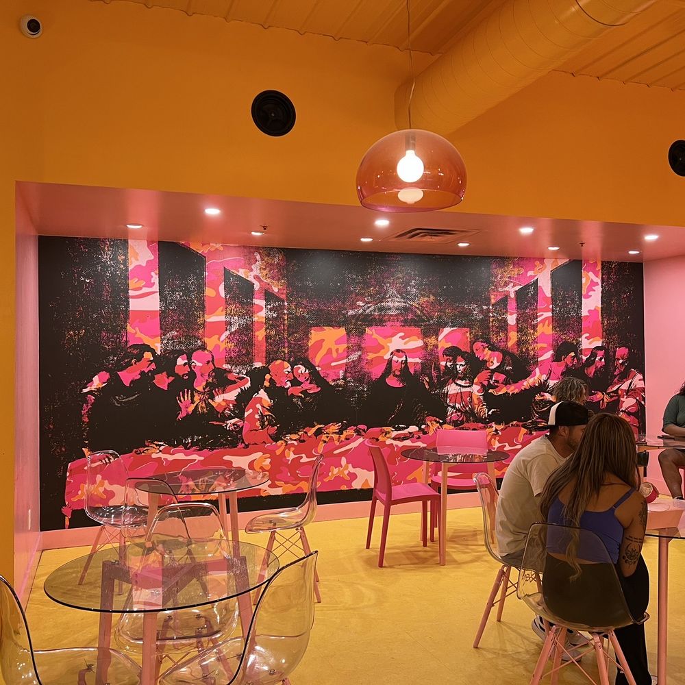 a group of people eating a group of people eating