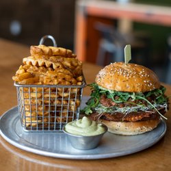 Aslan Brewing Company - Yambanzo Burger with waffle fries