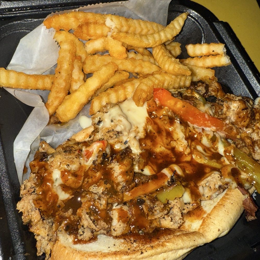 Jerk Chicken Philly sandwich Jerk Chicken Philly sandwich
