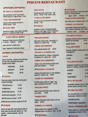 Menu photo 2 Pisco's Restaurant Jacksonville, FL Menu photo 2 Pisco's Restaurant Jacksonville, FL
