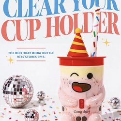 Gong Cha - 20 years of Gong cha calls for a keepsake. Meet the Birthday Boba Bottle, FREE with the purchase of our Birthday Drink, on 9/15 only.